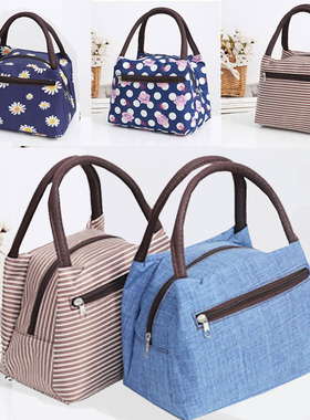 【拉链款】手提便当包防水妈咪包女包午餐包饭盒袋小布包包手拎包
