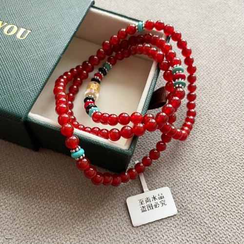 国风红玛瑙108颗佛珠手链挂件