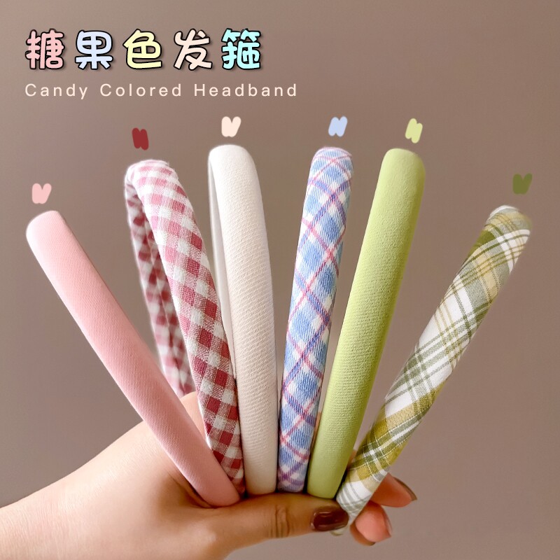 儿童彩色格子小发箍女2025新款夏季女童头箍女孩可爱发卡发捆头饰
