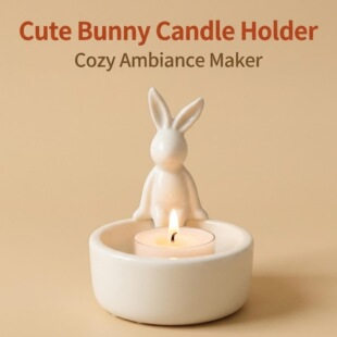 创意陶瓷卡通小兔子烛台北欧家居可爱复活节烛台摆件香薰蜡烛台