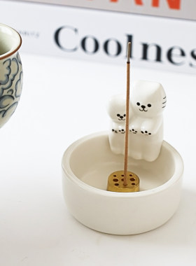 许愿猫咪线香炉创意陶瓷