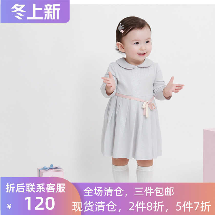 韩国KIDSCLARA进口新品春季女宝宝3个月百日连衣裙女童周岁公主裙