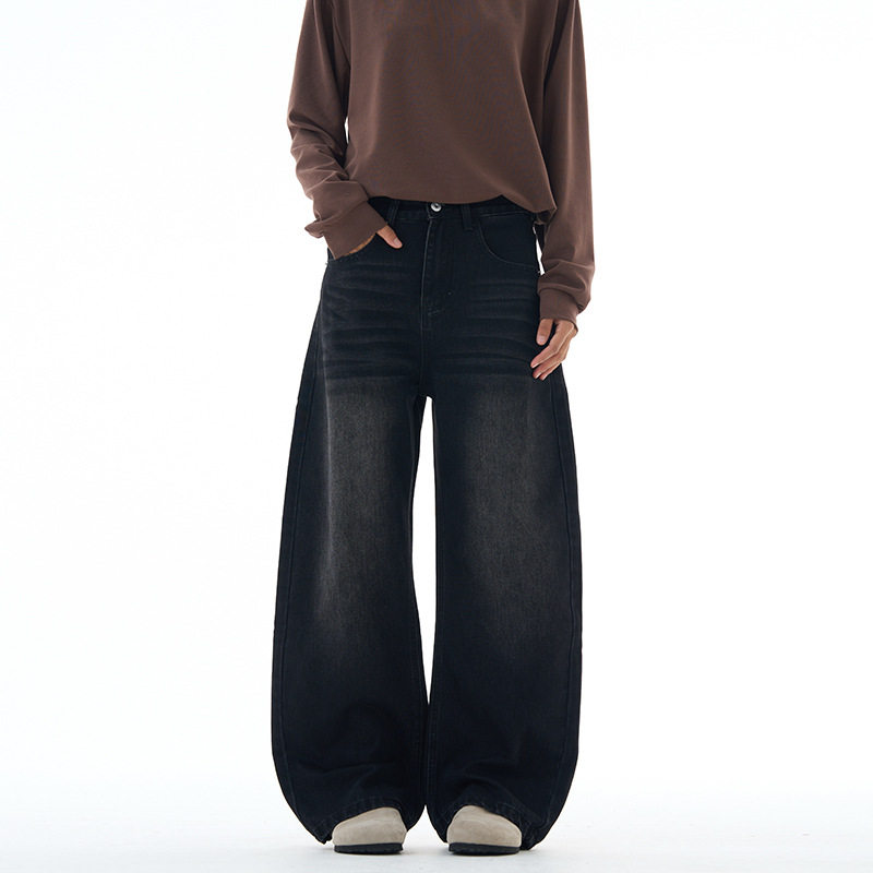 美式复古牛仔裤男款痞帅高级感直筒宽松垂感阔腿裤子黑色弯刀裤,男装,牛仔裤,淘宝优惠券,粉丝福利购,淘宝优惠卷