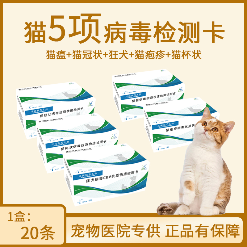 新到家猫咪日常必测套餐疫病5项检测卡检测试纸猫咪宠物医院同款