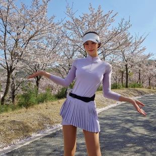 韩国高尔夫女装 高尔夫短裙子女士夏天半裙防走光修身显瘦百褶裙