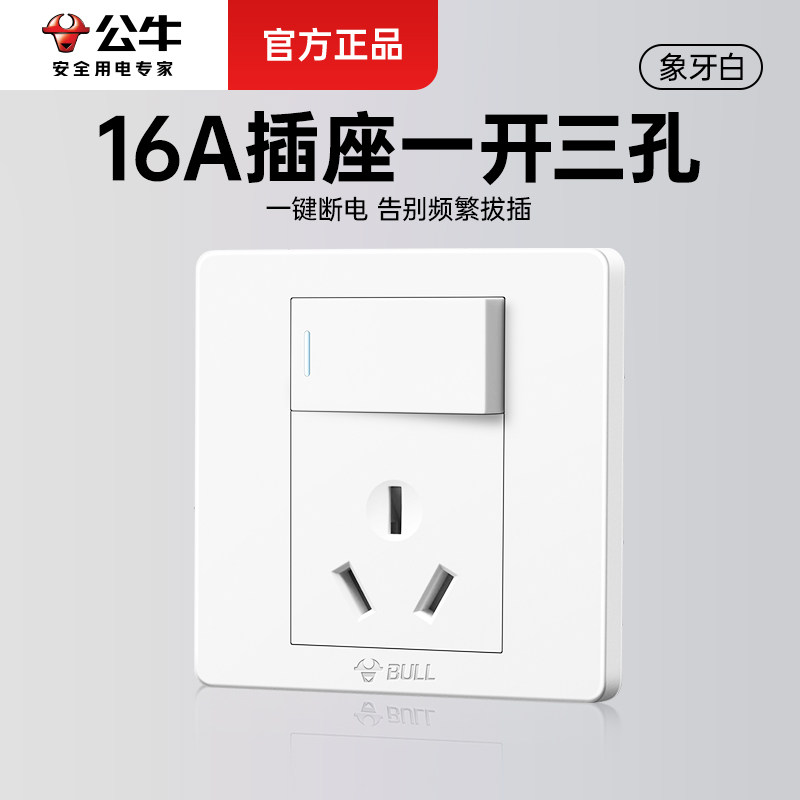 公牛16a空调热水器带开关插座图片