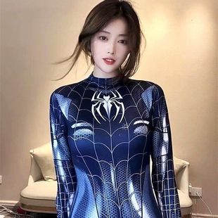 黑超凡蜘蛛侠紧身衣连体女成人cosplay头套开裆抖音网红性感免脱