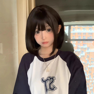 假发少萝方圆脸暹罗色浅色泡泡豆女短发显白lolita波波头JK甜美