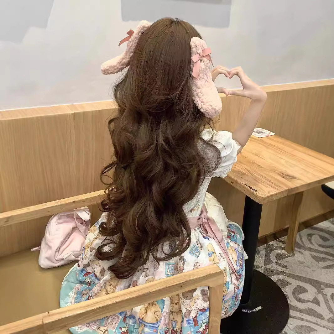 假发少萝方圆脸暹罗色浅色80cm女洛丽塔日系jk自然冷棕cos长卷发