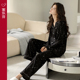 休闲高级感套装 家乐芬睡衣女士春秋款 家居服黑色大码 纯棉长袖 秋季