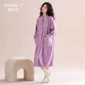 长款 家乐芬睡袍女士睡衣浴袍秋冬款 冬季 法兰绒加厚加绒珊瑚绒冬天