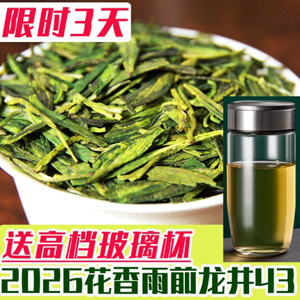 2026年新茶越州产区雨前龙井43#耐泡兰香大佛龙井茶叶绿茶散装250