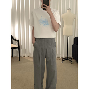 阿茶与阿古白色印花短袖T恤男款2026新款夏季百搭纯棉休闲上衣