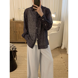 阿茶与阿古豹纹印花衬衫男款夏季日系潮流宽松休闲长袖防晒衬衣