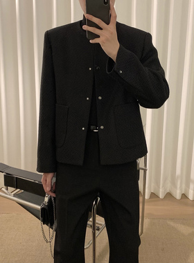 阿茶与阿古【轻简小香】黑色小香风外套男款秋季高级感休闲夹克