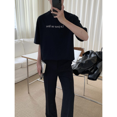 阿茶与阿古黑色字母印花短袖t恤男2025新款春夏百搭宽松休闲上衣