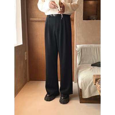 阿茶与阿古【简致单品】黑色直筒西裤男款韩版垂坠感休闲西装裤子