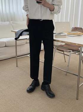 阿茶与阿古【利落西裤】经典黑色西裤男款秋季宽松直筒休闲长裤子