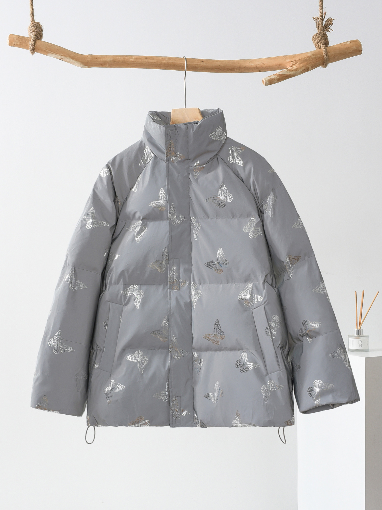 阿茶与阿古蝴蝶反光棉服男款冬季外套加厚高级感潮牌休闲情侣棉衣