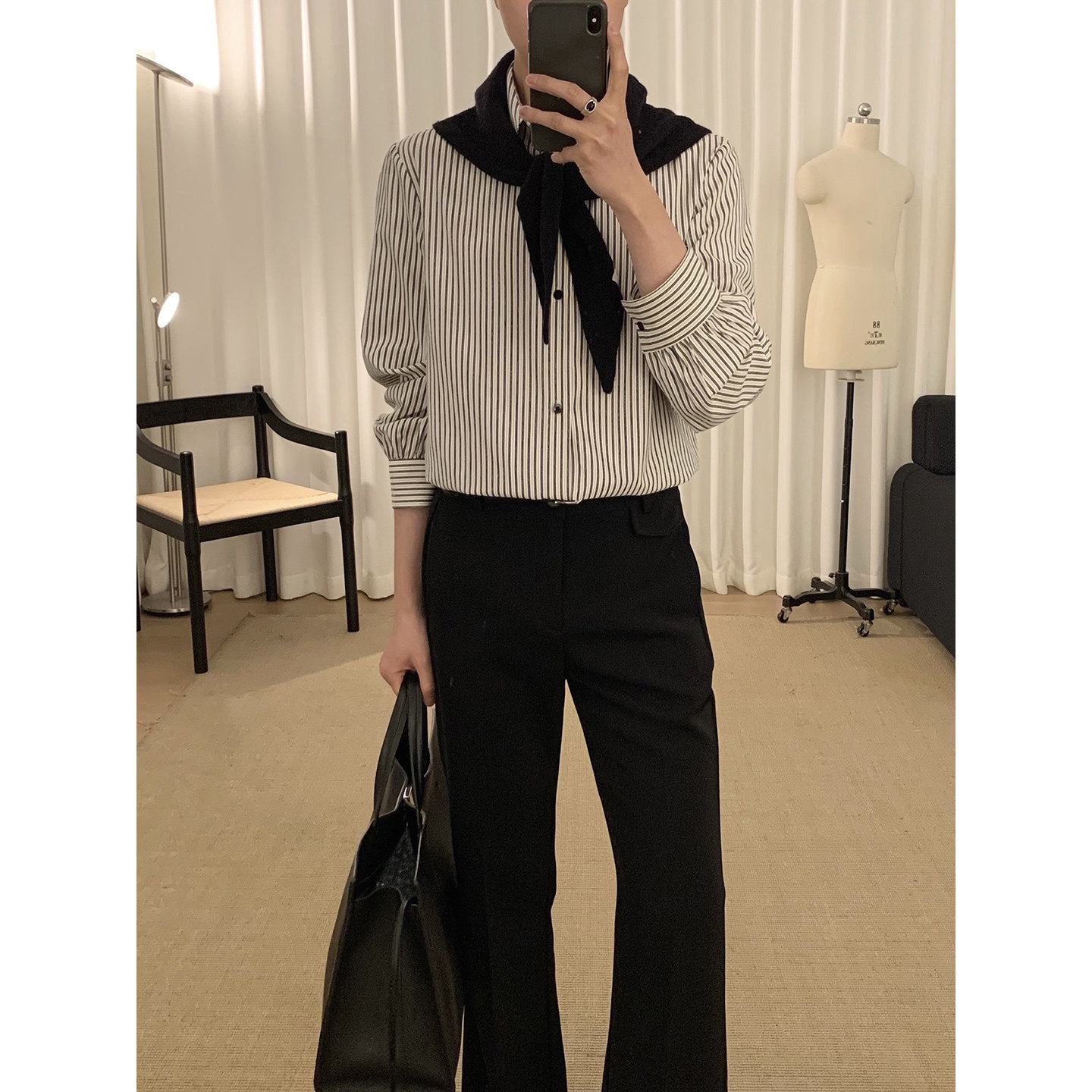 阿茶与阿古【正肩条纹】披肩条纹衬衫男款长袖春季高级感休闲衬衣