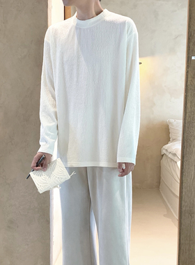 阿茶与阿古【刚需单品】肌理感长袖t恤男款秋季宽松休闲百搭上衣