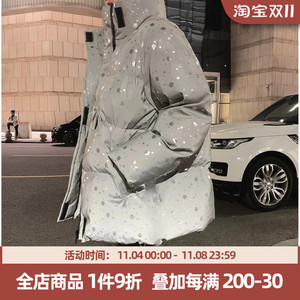 阿茶与阿古会反光的星星棉衣男冬季加厚潮流宽松情侣装棉服外套