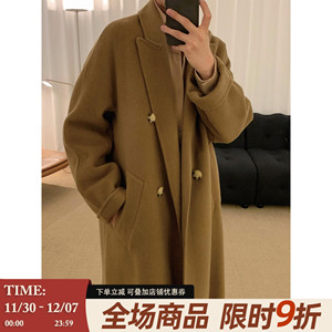 阿茶与阿古美拉德复古双面毛呢大衣男冬季休闲宽松中长款呢子外套