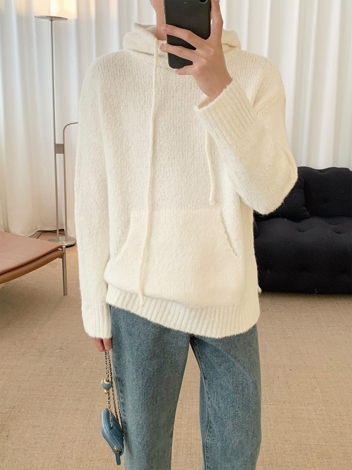 阿茶与阿古连帽针织衫卫衣男冬季日系慵懒风休闲宽松情侣装毛衣