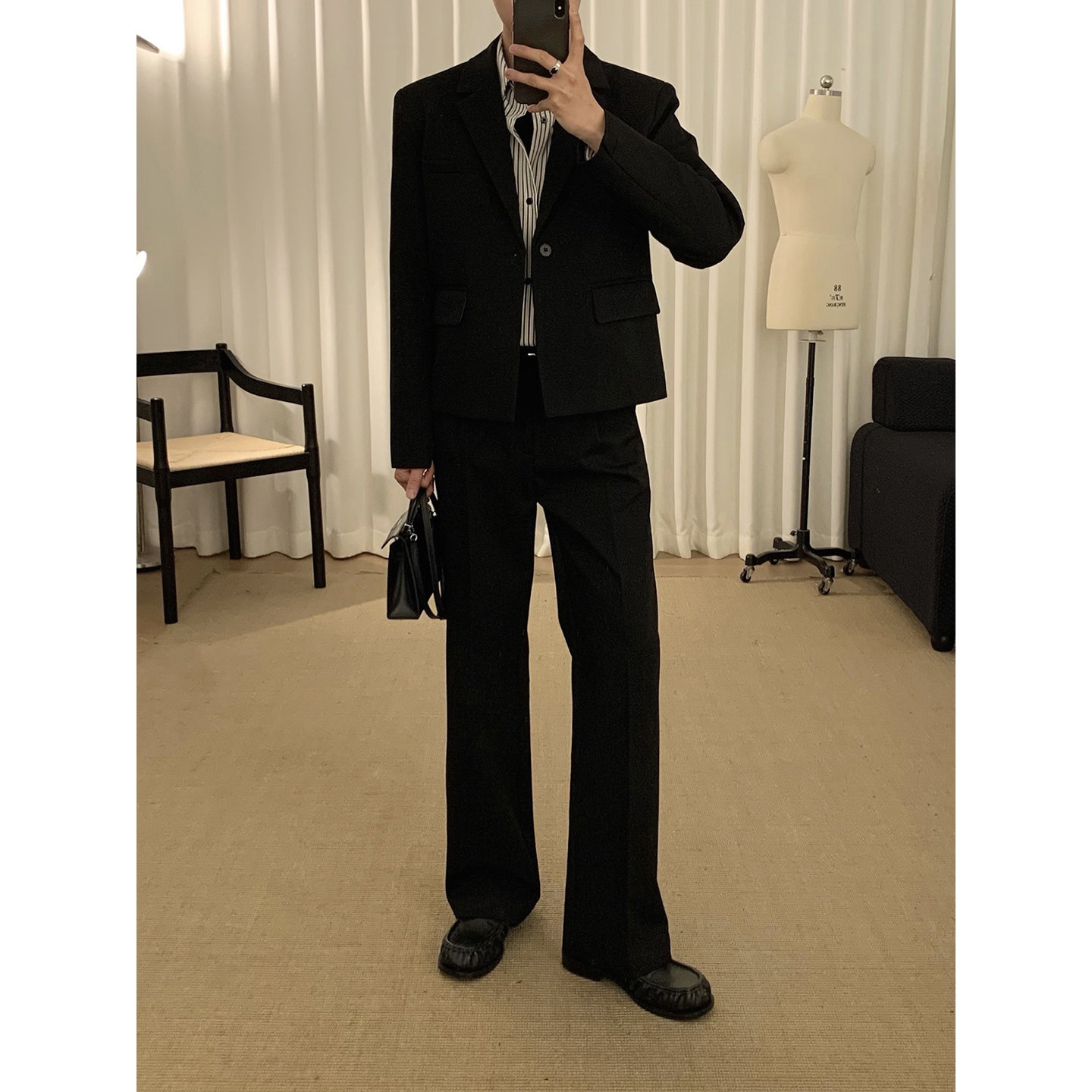 阿茶与阿古【立裁套西】黑色利落西装套装男款高级感西服外套西裤