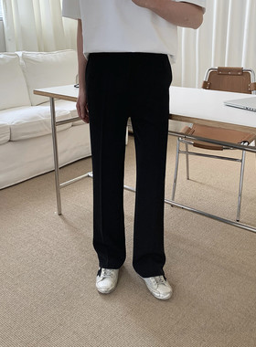 阿茶与阿古黑色垂感修身西裤男2025新款百搭显瘦显腿长休闲长裤子