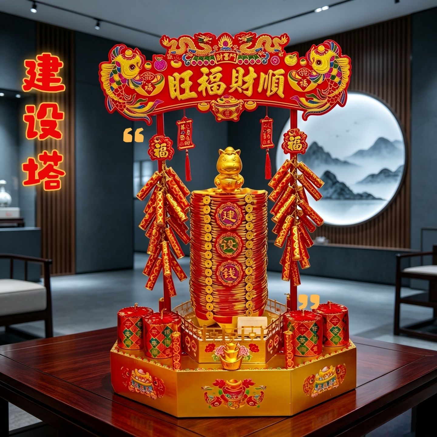 2026新款建设塔纯手工折纸创意DIY中秋潮汕折塔一整套材料包爆款