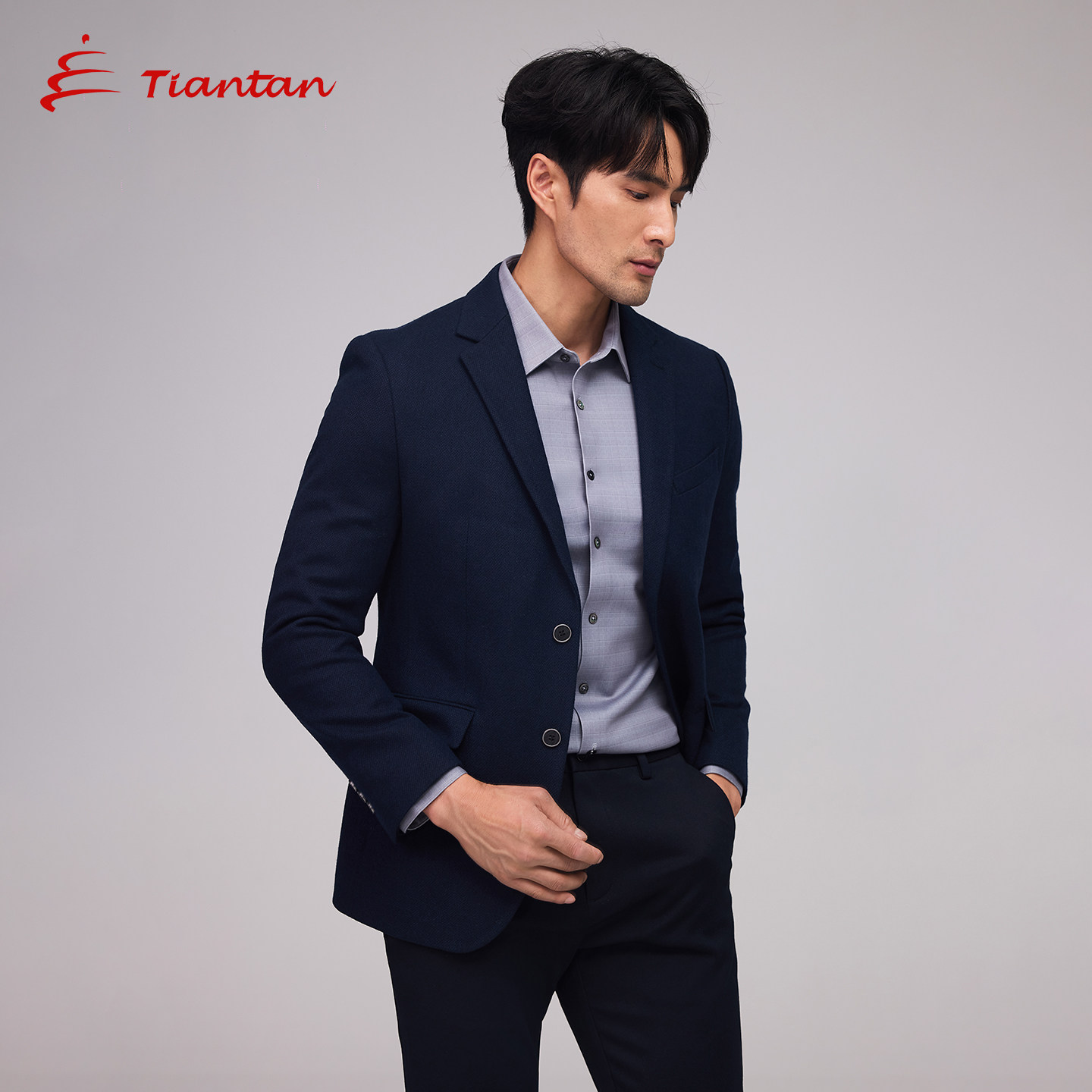 天坛商务100%绵羊毛西服两粒扣