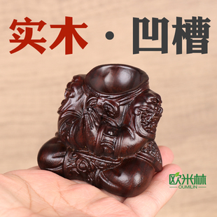 d010实木凹槽奇石底座悟空大圣半身人像猴头身体石头底托