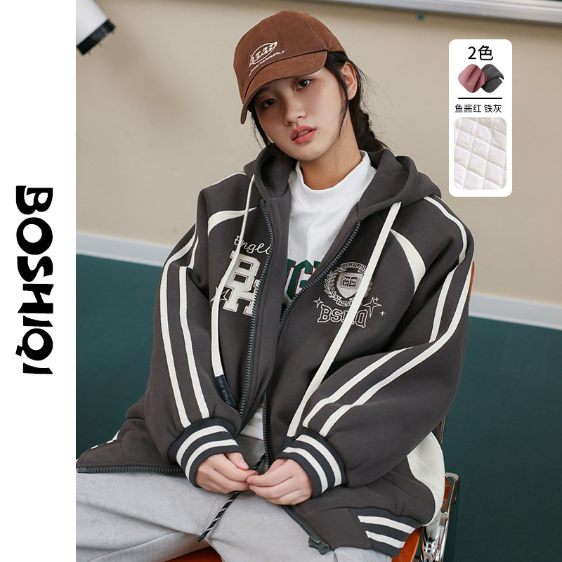 女大童夹棉外套秋冬款2025新款学院风青少年初中学生保暖加厚上衣