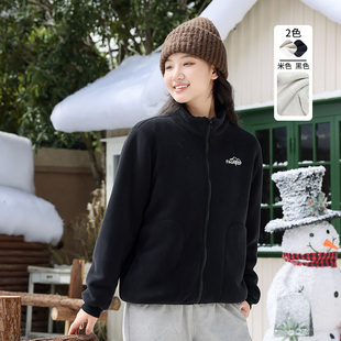 初中生仿羊羔毛外套新款秋冬季2025高中生加厚加绒内搭青少年女孩