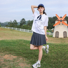 女大童POLO衫套装2025夏季新款学院风初中学生纯棉短袖T恤两件套