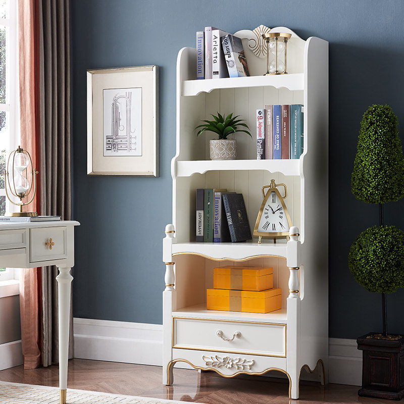 欧式实木书柜儿童多功能书架小户型靠墙柜书房隔断柜书香门第边柜