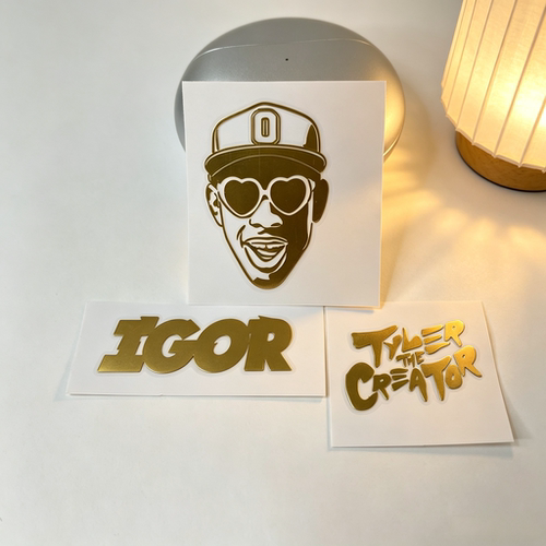 【3张】Tyler The Creator周边金属贴纸金色手机壳平板吉他装饰