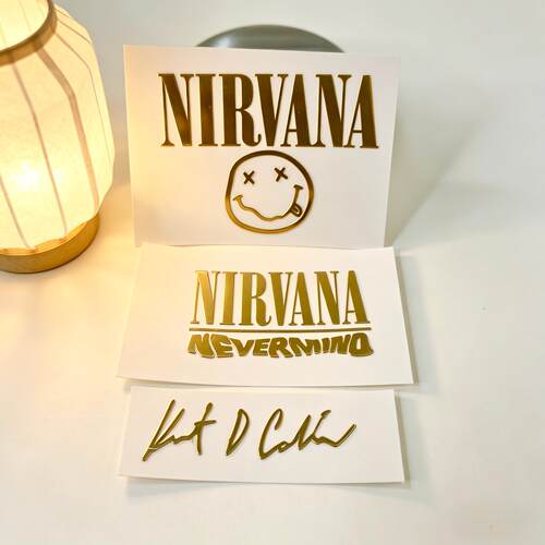 【3张】Nirvana 涅槃乐队周边金属贴纸金色手机壳平板Kurt签名
