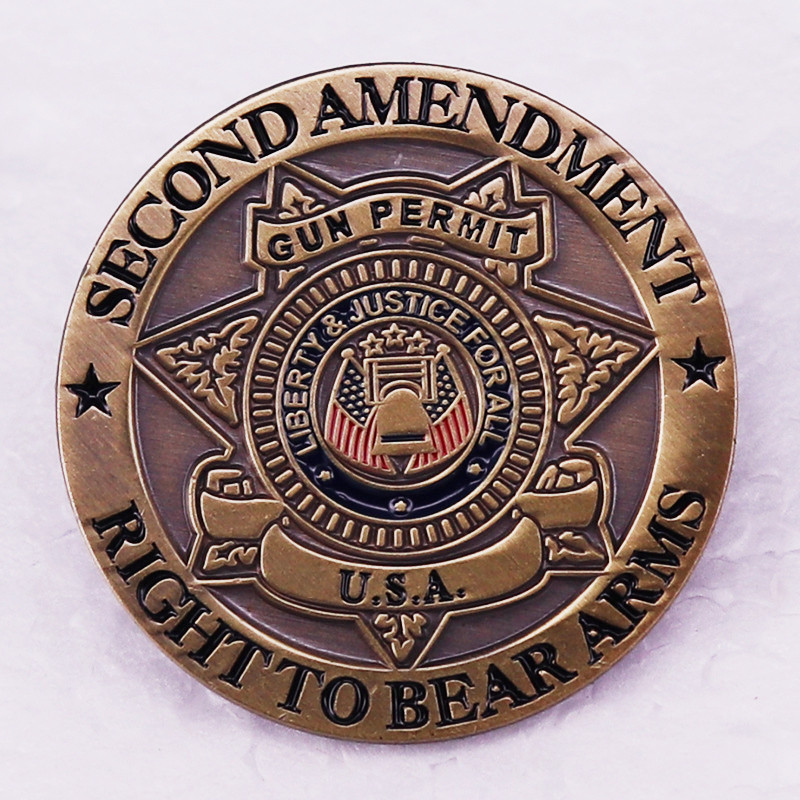 Gun Permit第二修正案2nd Amendment金属徽章胸章背包配饰胸针