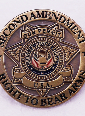 Gun Permit第二修正案2nd Amendment金属徽章胸章背包配饰胸针