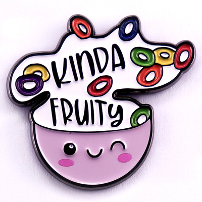 KINDA FRUITY 彩色麦片圈可爱笑脸碗英文金属徽章胸针配饰 Pins