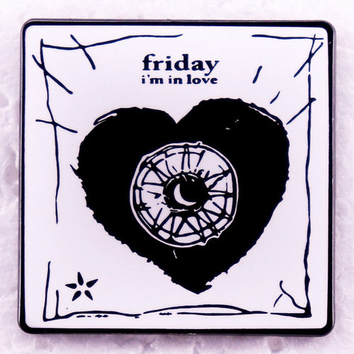 The Cure 乐队 friday i'm in love方形朋克摇滚金属徽章胸针配饰