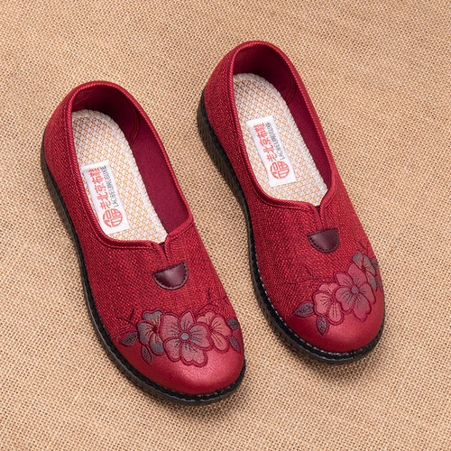 老北京布鞋女中老年妈妈绣花鞋