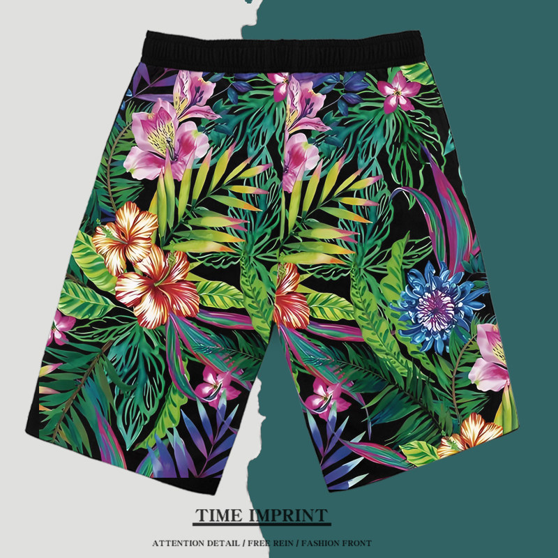 夏威夷短裤速干沙滩休闲大花宽松泳裤海边度假可下水五分裤温泉裤