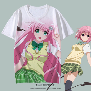 梨斗T恤短袖 love 二次元 痛衣cos衣服夏季 青少年 出包王女 汗衫