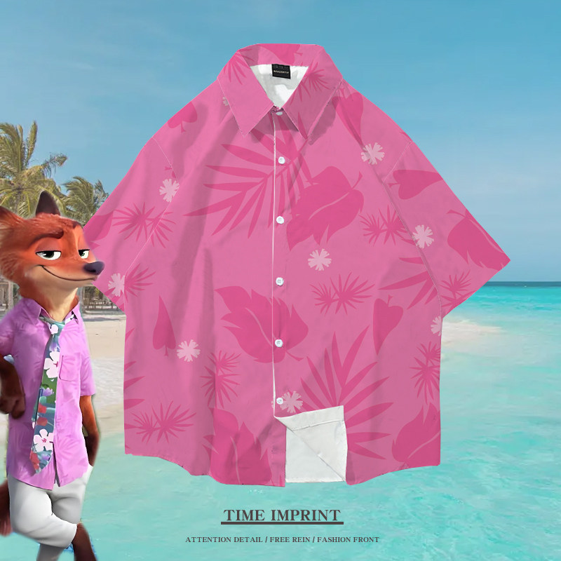 2026新款尼克狐衬衣粉色同款cos衣服疯狂动物城大童定制衬衫宽松,男装,衬衫,淘宝优惠券,粉丝福利购,淘宝优惠卷