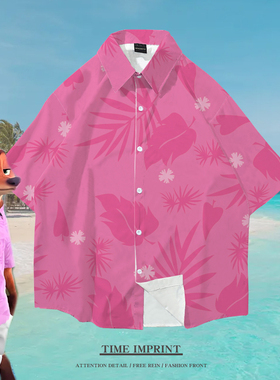 2026新款尼克狐衬衣粉色同款cos衣服疯狂动物城大童定制衬衫宽松