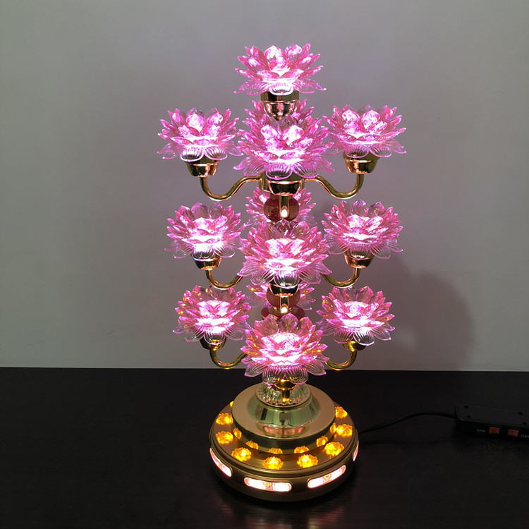 十三品LED七彩转动莲花灯佛供灯供佛灯佛堂灯佛前灯具