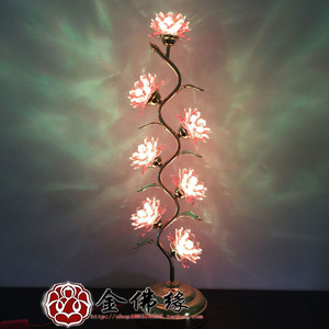 七品LED七彩水晶莲花灯 供佛灯 佛供灯佛灯 佛堂灯 佛前灯荷花灯